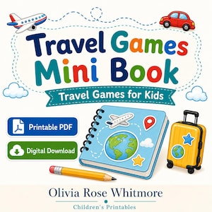 Travel Games Mini Book | Travel Games for Kids | Printable PDF | Digital Download image 1