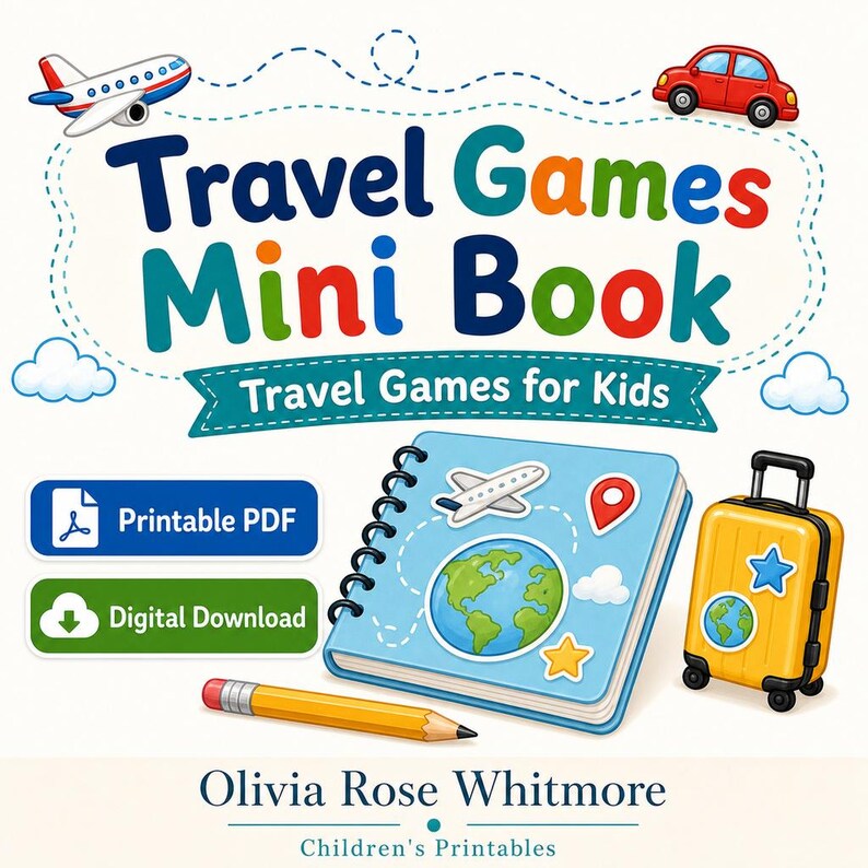 Travel Games Mini Book | Travel Games for Kids | Printable PDF | Digital Download image 1