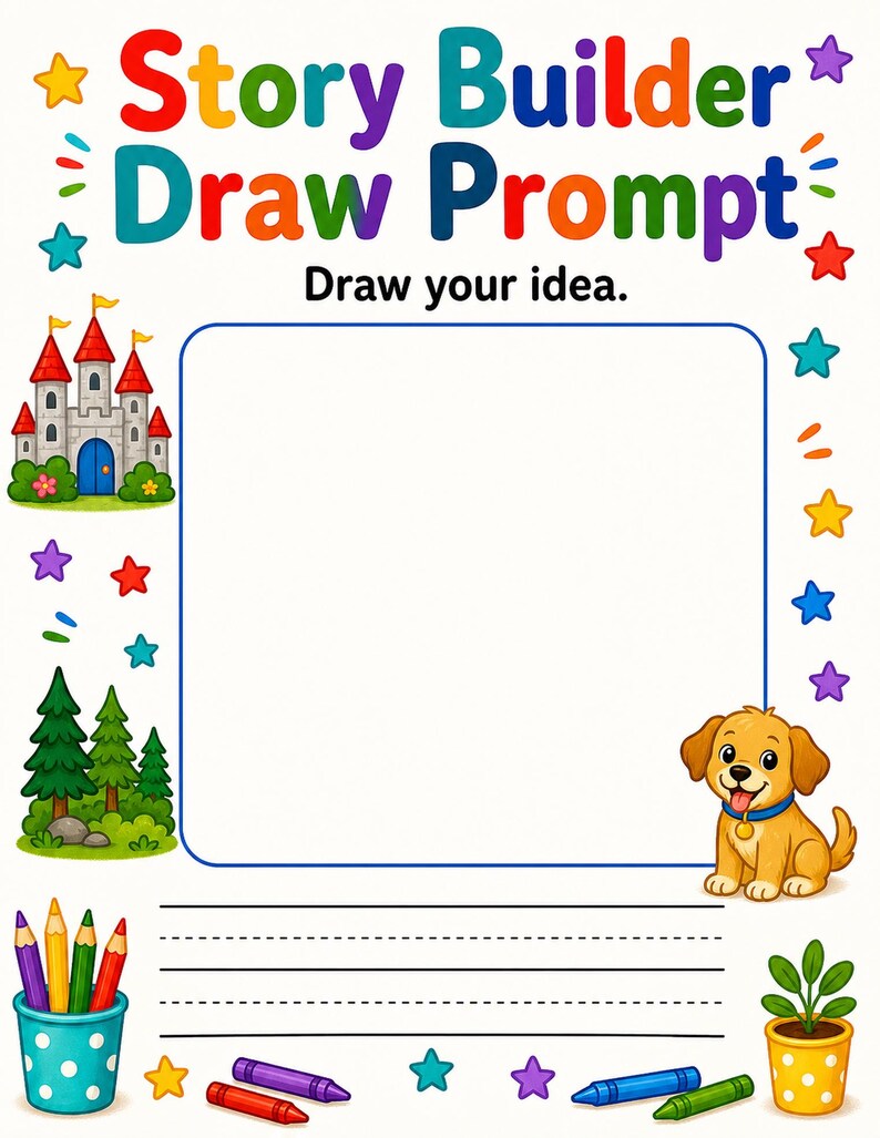 Little Story Builder Pages | Story Starters for Kids | Printable PDF | Digital Download image 3