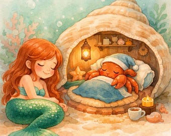 Mira and the Cozy Hermit Crab | Mermaid Bedtime Story Activity Pack for Kids | Printable PDF | Calm Bedtime Routine