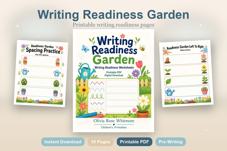 Writing Readiness Garden | Writing Readiness Worksheets | Printable PDF | Digital Download image 2