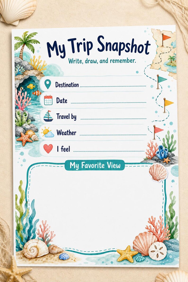 Coral Cove Abenteuerkarte | Kinder Reisetagebuch | Druckbare PDF | Digitaler Download Bild 5