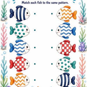 サンゴ礁の絵合わせ | 海洋生物のマッチングアクティビティ | 印刷可能なPDF | デジタルダウンロード 画像 5