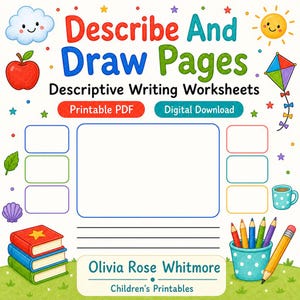 Describe And Draw Pages | Descriptive Writing Worksheets | Printable PDF | Digital Download image 1