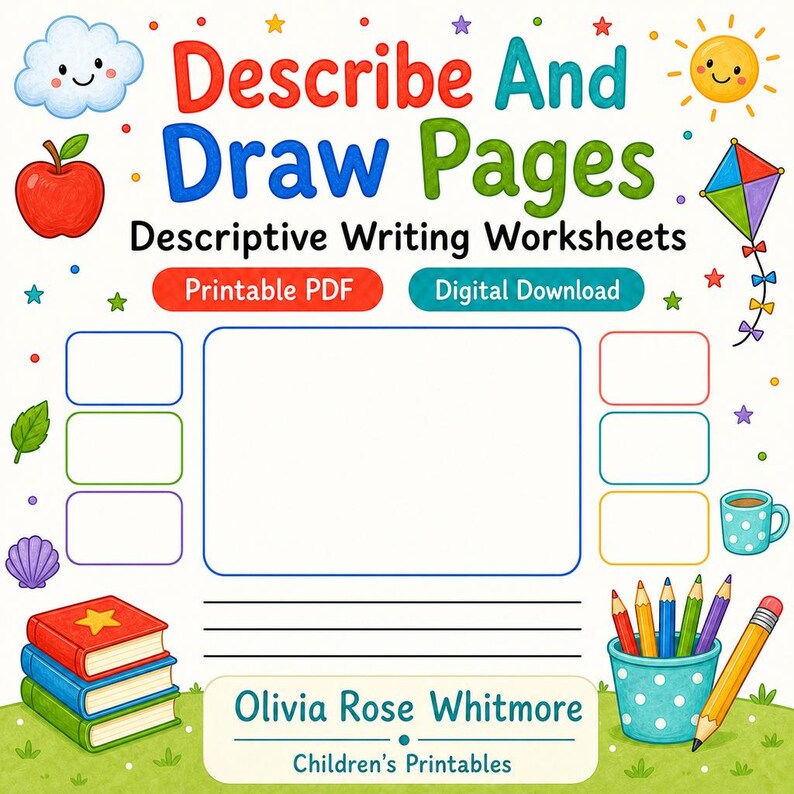 Describe And Draw Pages | Descriptive Writing Worksheets | Printable PDF | Digital Download image 1