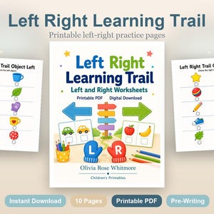Left Right Learning Trail | Left and Right Worksheets | Printable PDF | Digital Download image 2