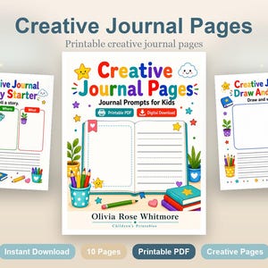 Creative Journal Pages | Journal Prompts for Kids | Printable PDF | Digital Download image 2