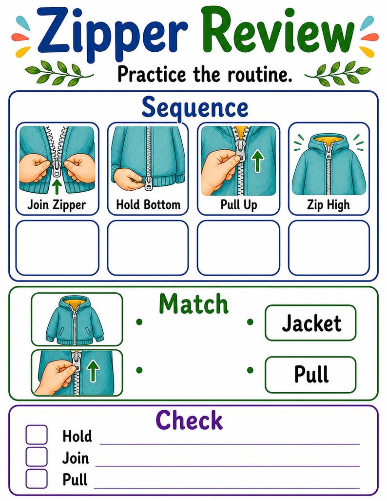 Zip Up Jacket | Zipper Practice | Printable PDF | Digital Download image 7