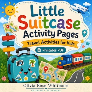 Pagine di attività a tema valigia / Attività di viaggio per bambini / PDF stampabile / Download digitale immagine 1