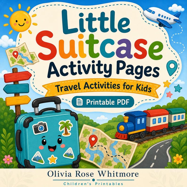 Pagine di attività a tema valigia / Attività di viaggio per bambini / PDF stampabile / Download digitale immagine 1