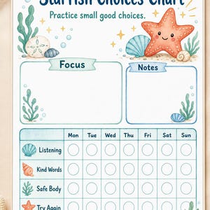 Starfish Kind Choices | Behavior Chart for Kids | Printable PDF | Digital Download image 5