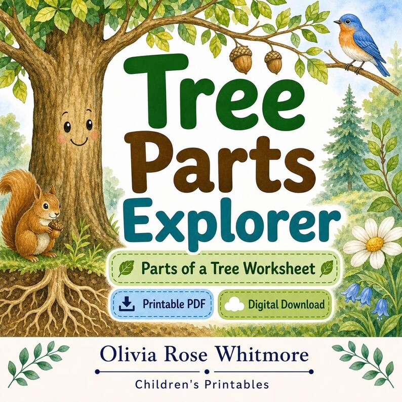 Explorateur de parties d'arbre | Feuille de travail Parties d'un arbre | PDF imprimable | Téléchargement numérique image 1