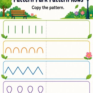 Vorschrift Pattern Park | Arbeitsblätter zum Vorschreiben | Druckbare PDF | Digitaler Download Bild 3
