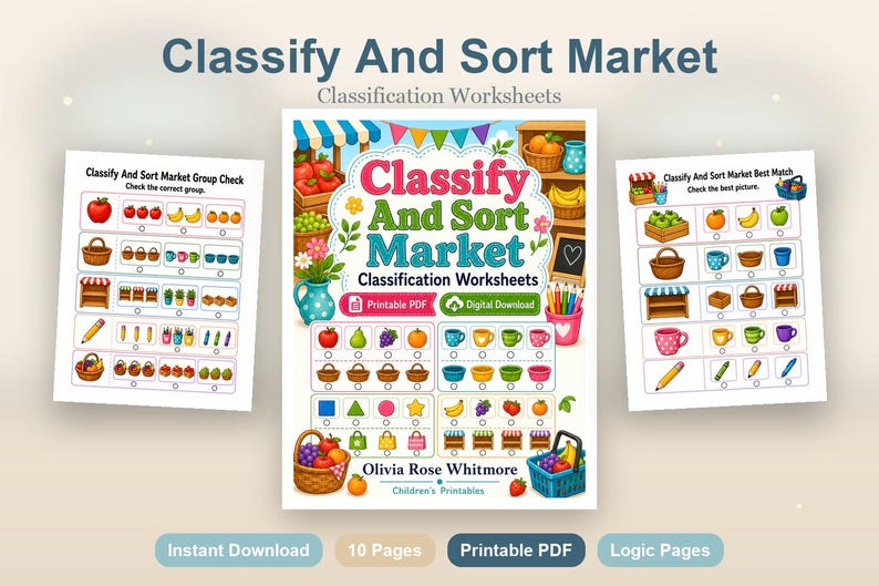 Classify And Sort Market | Classification Worksheets | Printable PDF | Digital Download image 2