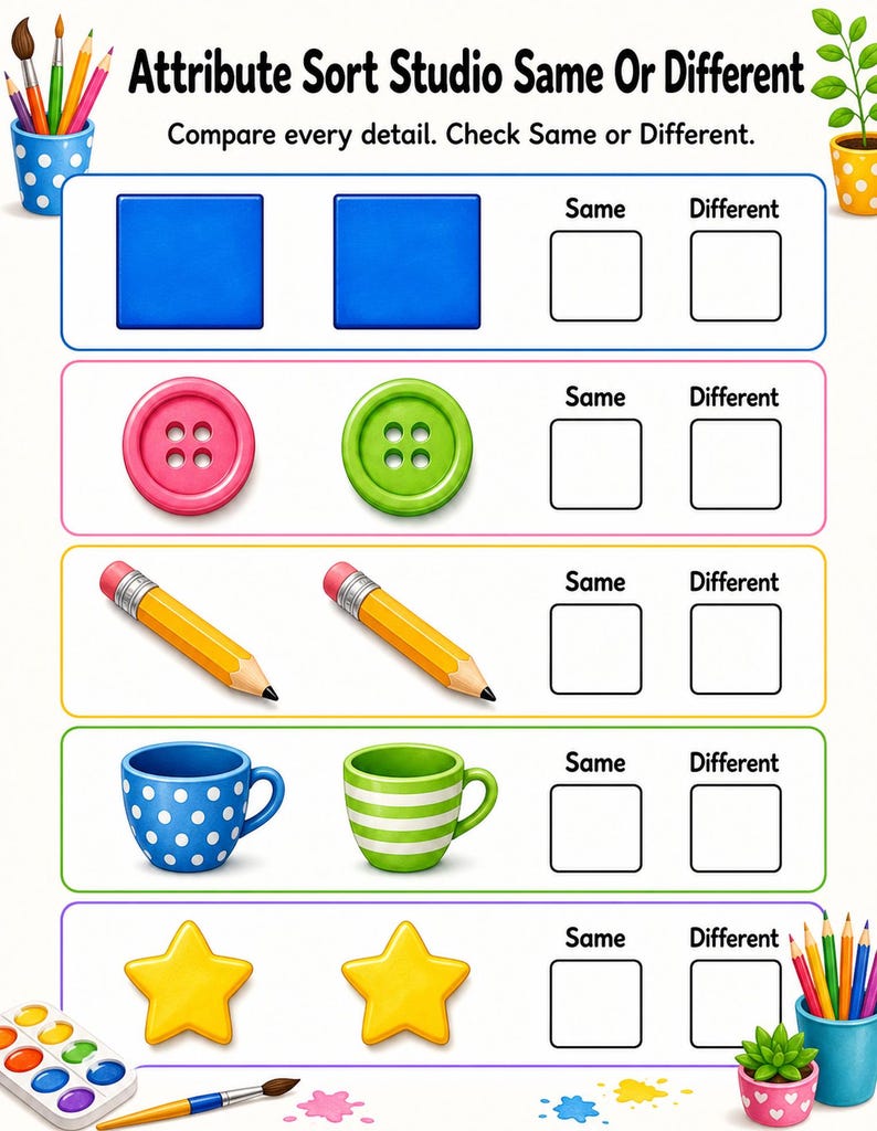 Attribute Sort Studio | Attribute Sorting Worksheets | Printable PDF | Digital Download image 5