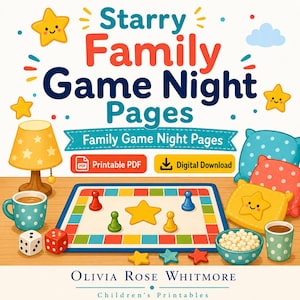 Sternenklare Familienspielnacht Seiten | Familien Spiel Nacht Seiten | Druckbare PDF | Digitaler Download Bild 1