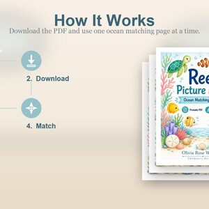 サンゴ礁の絵合わせ | 海洋生物のマッチングアクティビティ | 印刷可能なPDF | デジタルダウンロード 画像 8