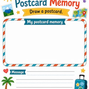 Postcard Memory Pages | Travel Journal for Kids | Printable PDF | Digital Download image 4