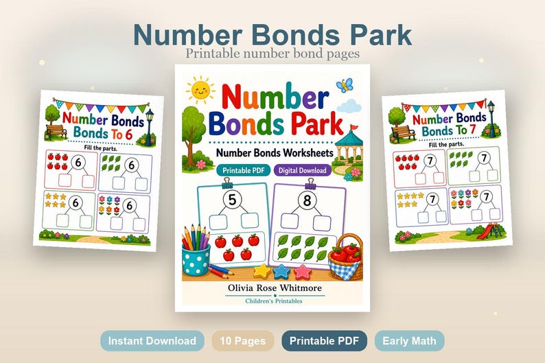 Number Bonds Park | Number Bonds Worksheets | Printable PDF | Digital Download image 2
