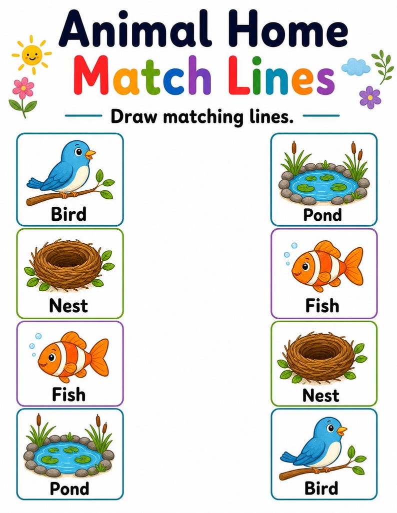 Animal Home Match | Animal Habitats Worksheets | Printable PDF | Digital Download image 4