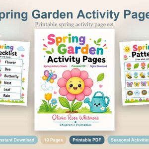 Activiteitenpagina's lentetuin | Activiteitsbladen lente | Afdrukbare pdf | Digitale download afbeelding 2