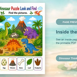 Dinosaur Thinking Pages | Dinosaur Activity Sheets | Printable PDF | Digital Download image 10