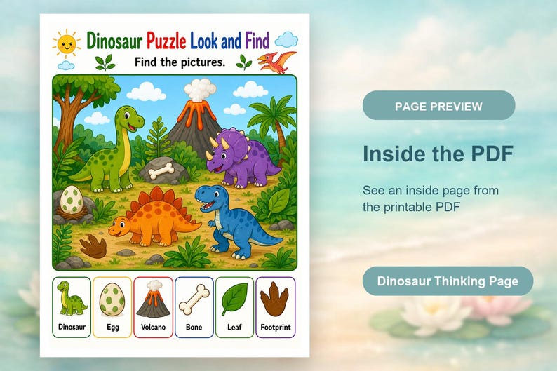 Dinosaur Thinking Pages | Dinosaur Activity Sheets | Printable PDF | Digital Download image 10