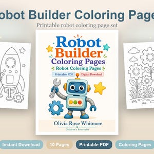 Roboter Baumeister Malvorlagen | Roboter Malvorlagen | Druckbare PDF | Digitaler Download Bild 2
