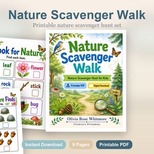 Paseo por la naturaleza / Búsqueda del tesoro en la naturaleza para niños / PDF imprimible / Descarga digital imagen 2