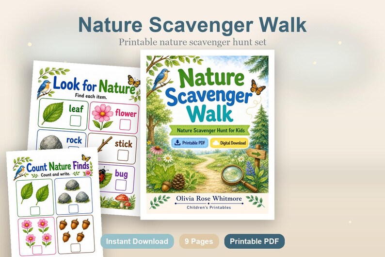 Paseo por la naturaleza / Búsqueda del tesoro en la naturaleza para niños / PDF imprimible / Descarga digital imagen 2