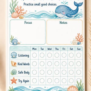 The Gentle Whale Choice | Behavior Chart for Kids | Printable PDF | Digital Download image 5