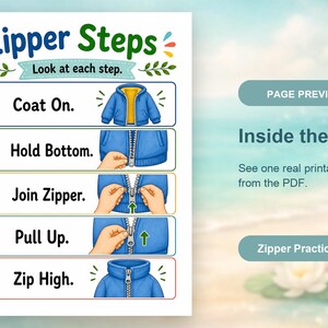 Zip Up Jacket | Zipper Practice | Printable PDF | Digital Download image 10