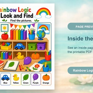 Rainbow Logic Pages | Color Puzzle Worksheets | Printable PDF | Digital Download image 10