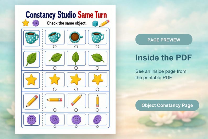 Object Constancy Studio | Object Constancy Worksheets | Printable PDF | Digital Download image 10