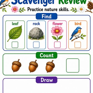 Paseo por la naturaleza / Búsqueda del tesoro en la naturaleza para niños / PDF imprimible / Descarga digital imagen 7