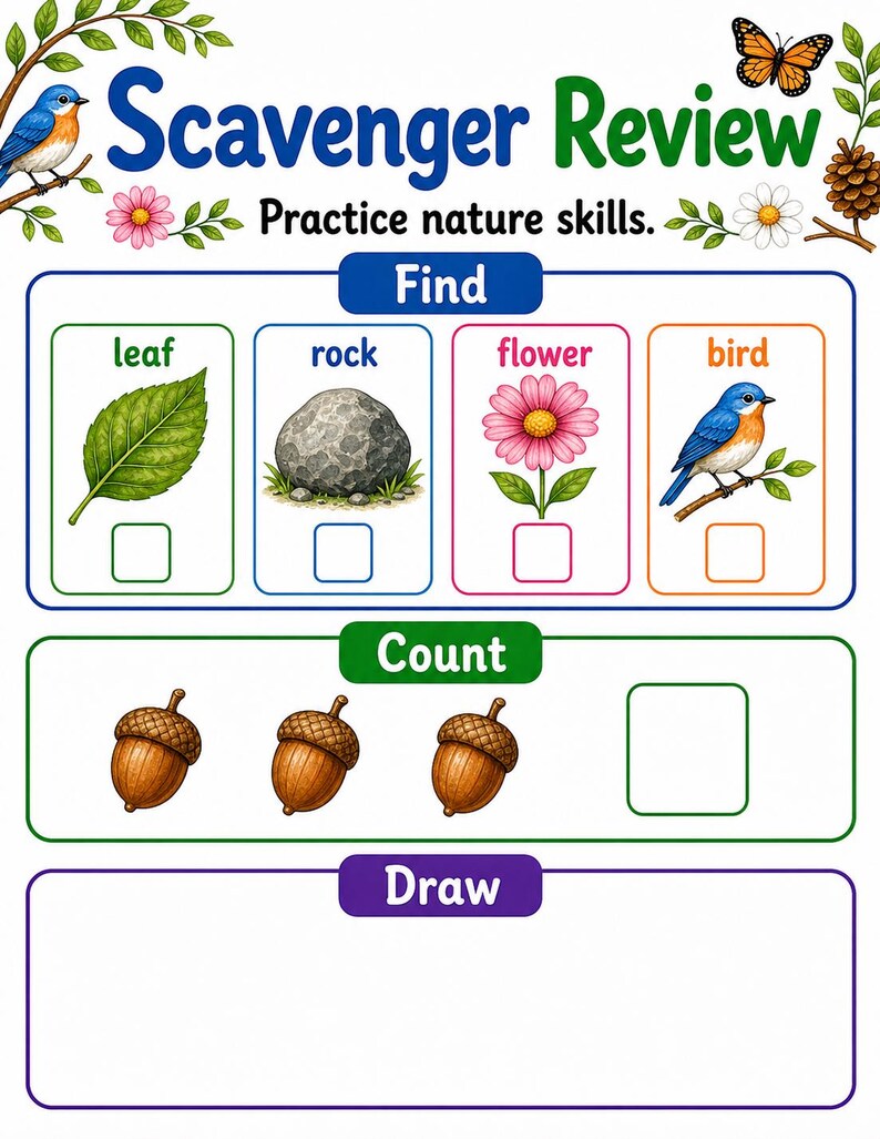 Paseo por la naturaleza / Búsqueda del tesoro en la naturaleza para niños / PDF imprimible / Descarga digital imagen 7