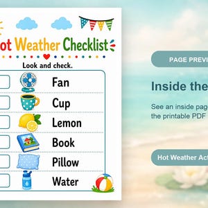 Hot Weather Home Pages | Hot Weather Activities for Kids | Printable PDF | Digital Download image 10