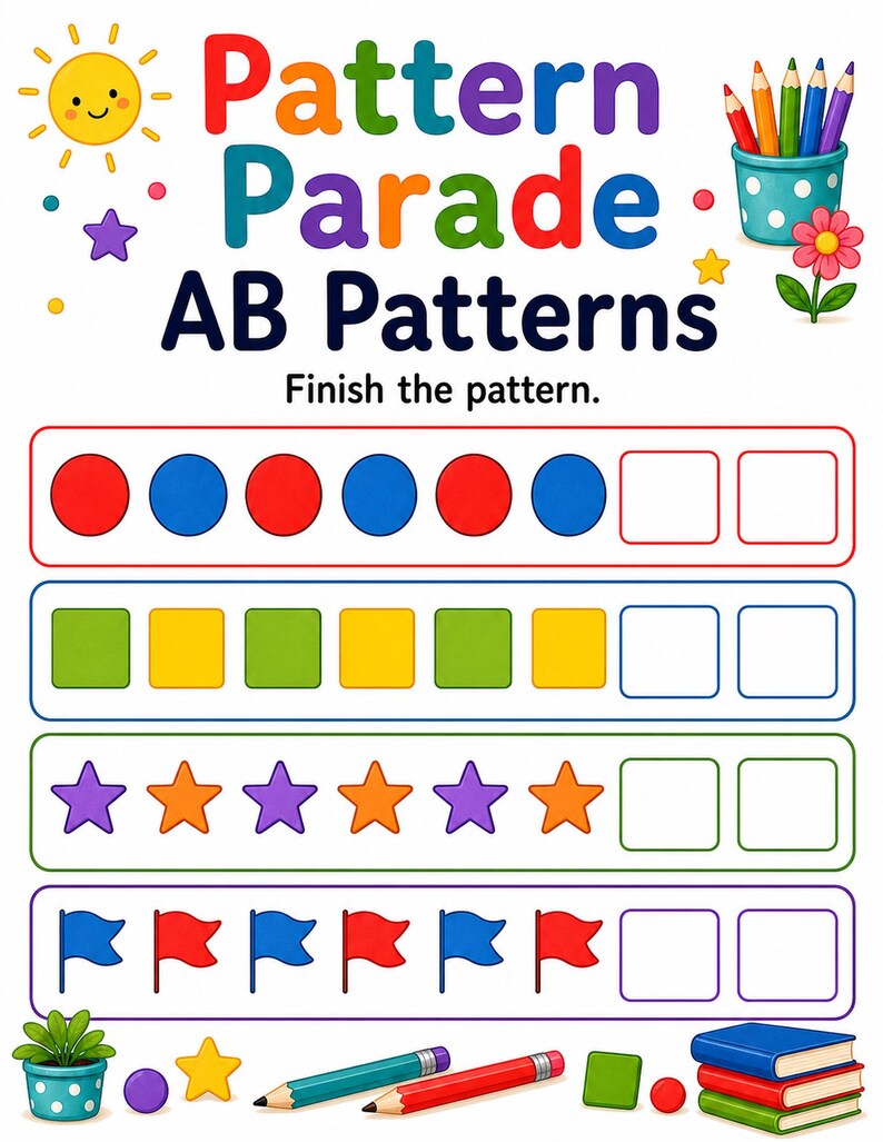 Pattern Parade Studio | Pattern Worksheets | Printable PDF | Digital Download image 3