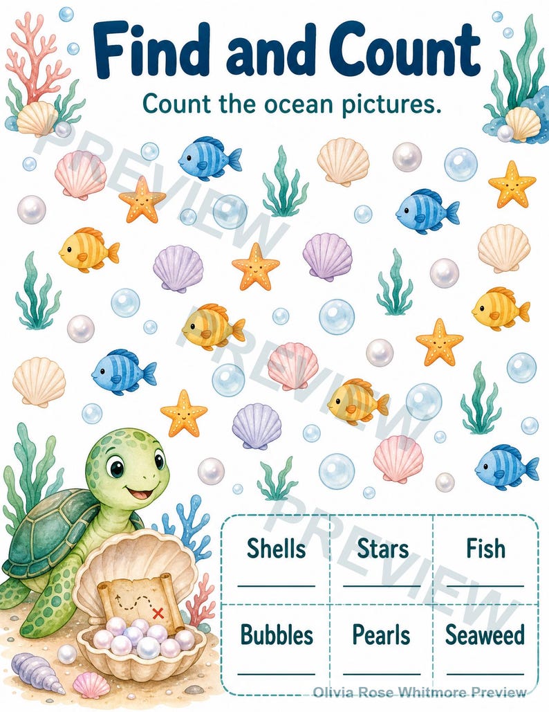 海の生き物アクティビティブックXL｜子供向けアクティビティシート｜印刷可能なPDF｜デジタルダウンロード 画像 4