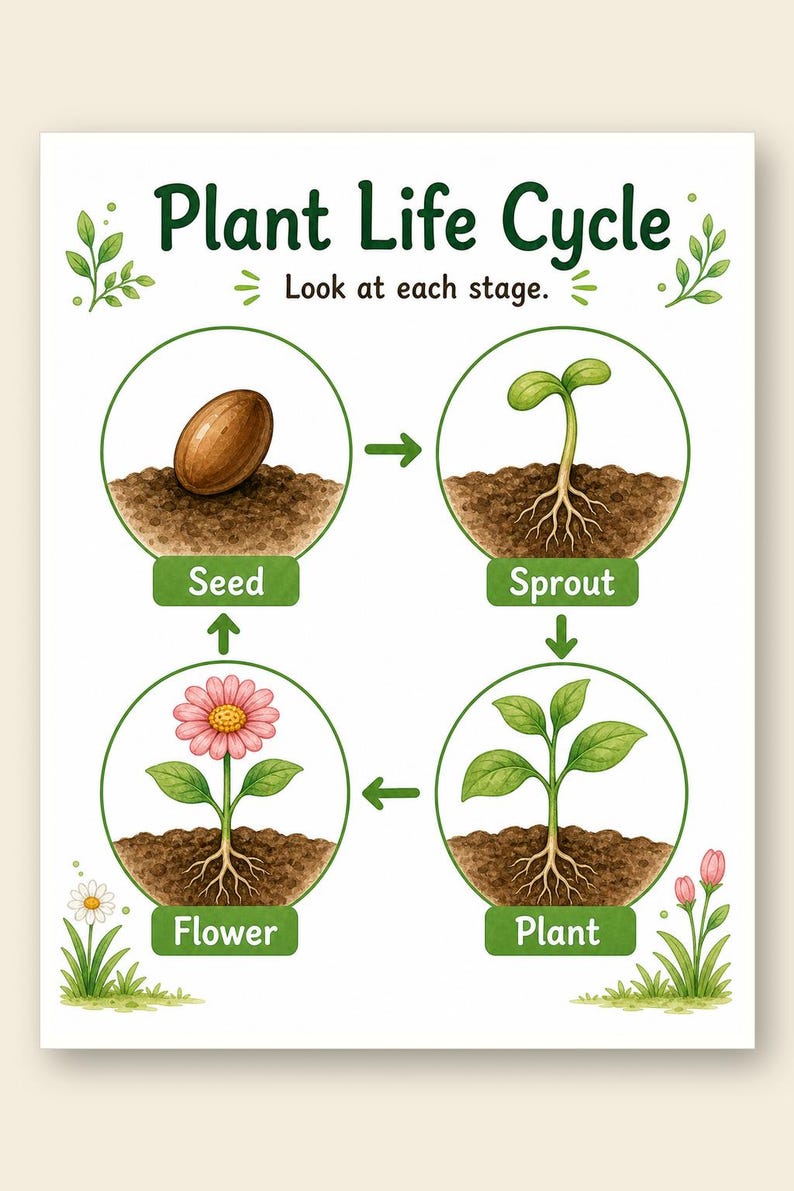 Levenscyclus van klein blad | Werkblad levenscyclus planten | Afdrukbare pdf | Digitale download afbeelding 9
