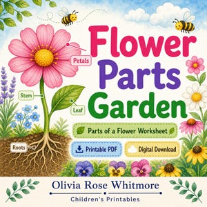 Flower Parts Garden | Parts of a Flower Worksheet | Printable PDF | Digital Download image 1