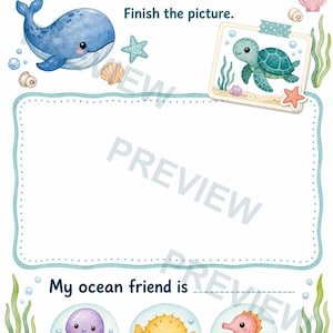 海の生き物アクティビティブックXL｜子供向けアクティビティシート｜印刷可能なPDF｜デジタルダウンロード 画像 7