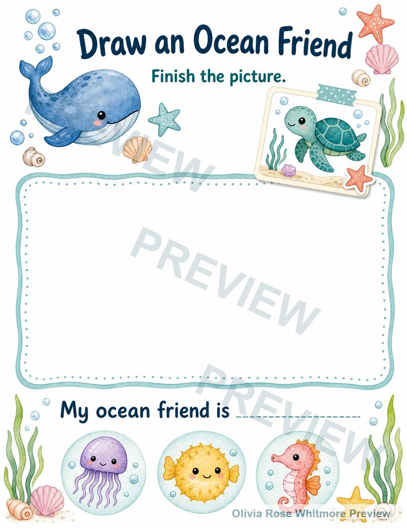 海の生き物アクティビティブックXL｜子供向けアクティビティシート｜印刷可能なPDF｜デジタルダウンロード 画像 7