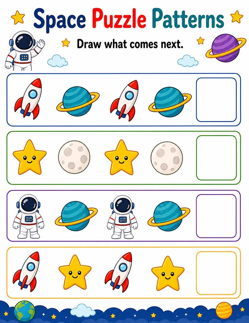 Space Logic Puzzles | Space Activity Sheets | Printable PDF | Digital Download image 6