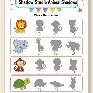 Shadow Match Studio | Shadow Matching Worksheets | Printable PDF | Digital Download image 9