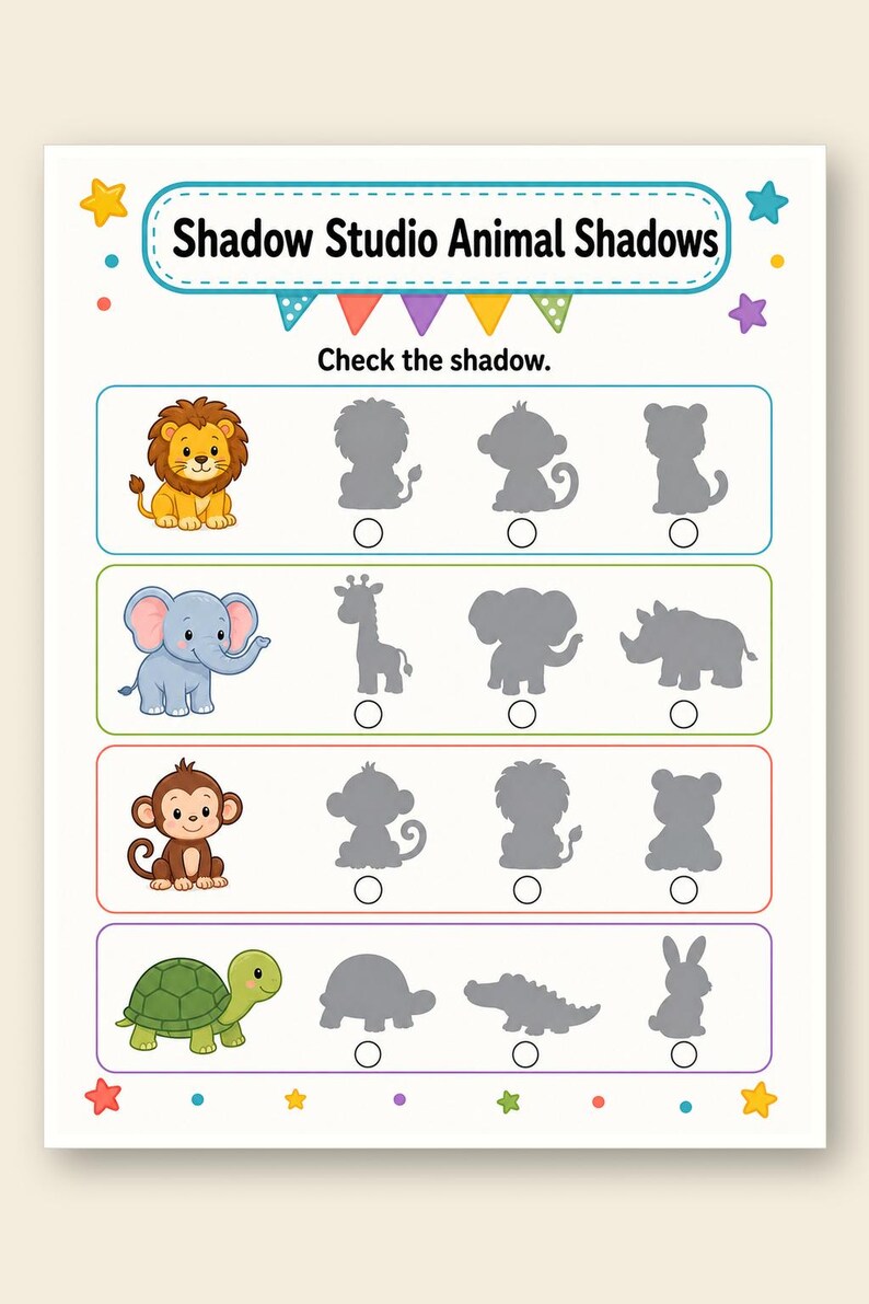 Shadow Match Studio | Shadow Matching Worksheets | Printable PDF | Digital Download image 9