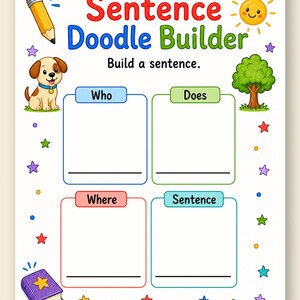 Sentence Builder Doodles | Sentence Writing Worksheets | Printable PDF | Digital Download image 9