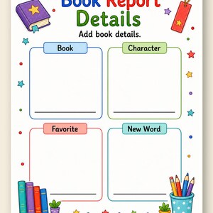 Creative Book Report Pages | Book Report Template | Printable PDF | Digital Download image 9