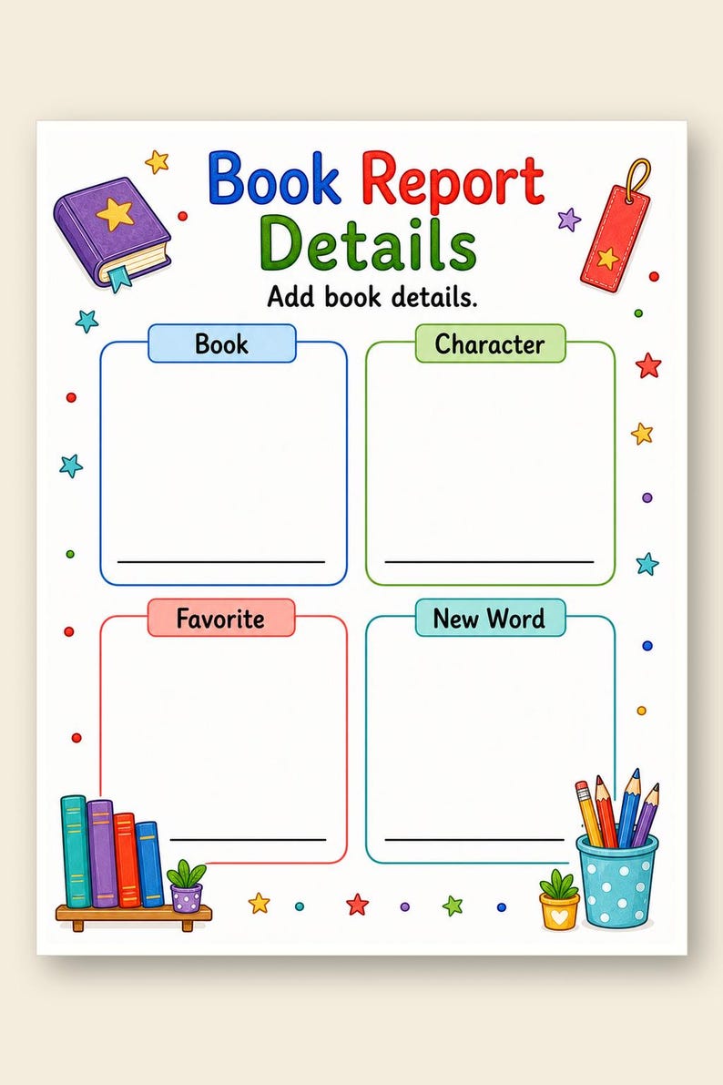 Creative Book Report Pages | Book Report Template | Printable PDF | Digital Download image 9