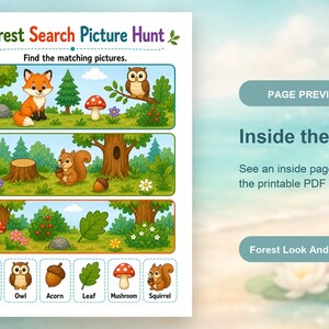 Im Wald suchen und finden | Schau und finde Arbeitsblätter | Druckbare PDF | Digitaler Download Bild 10